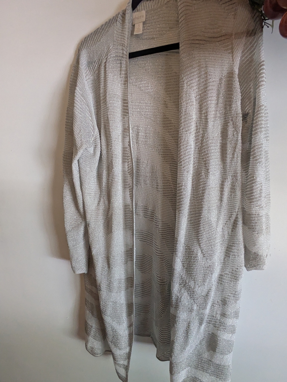 Chico's Silver-Light Gray Open-Front Women's Cardigan